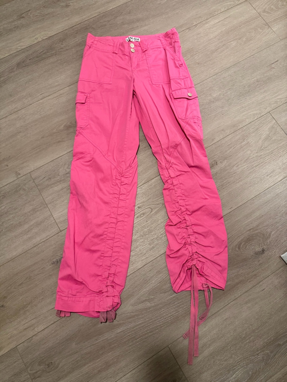 I.AM.GIA Hot Pink Cargo Track Pants with Ruched Leg